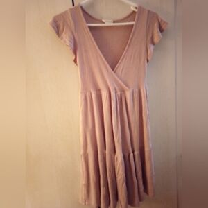 Flowy Stretchy Light Violet Grey Ribbed Dress